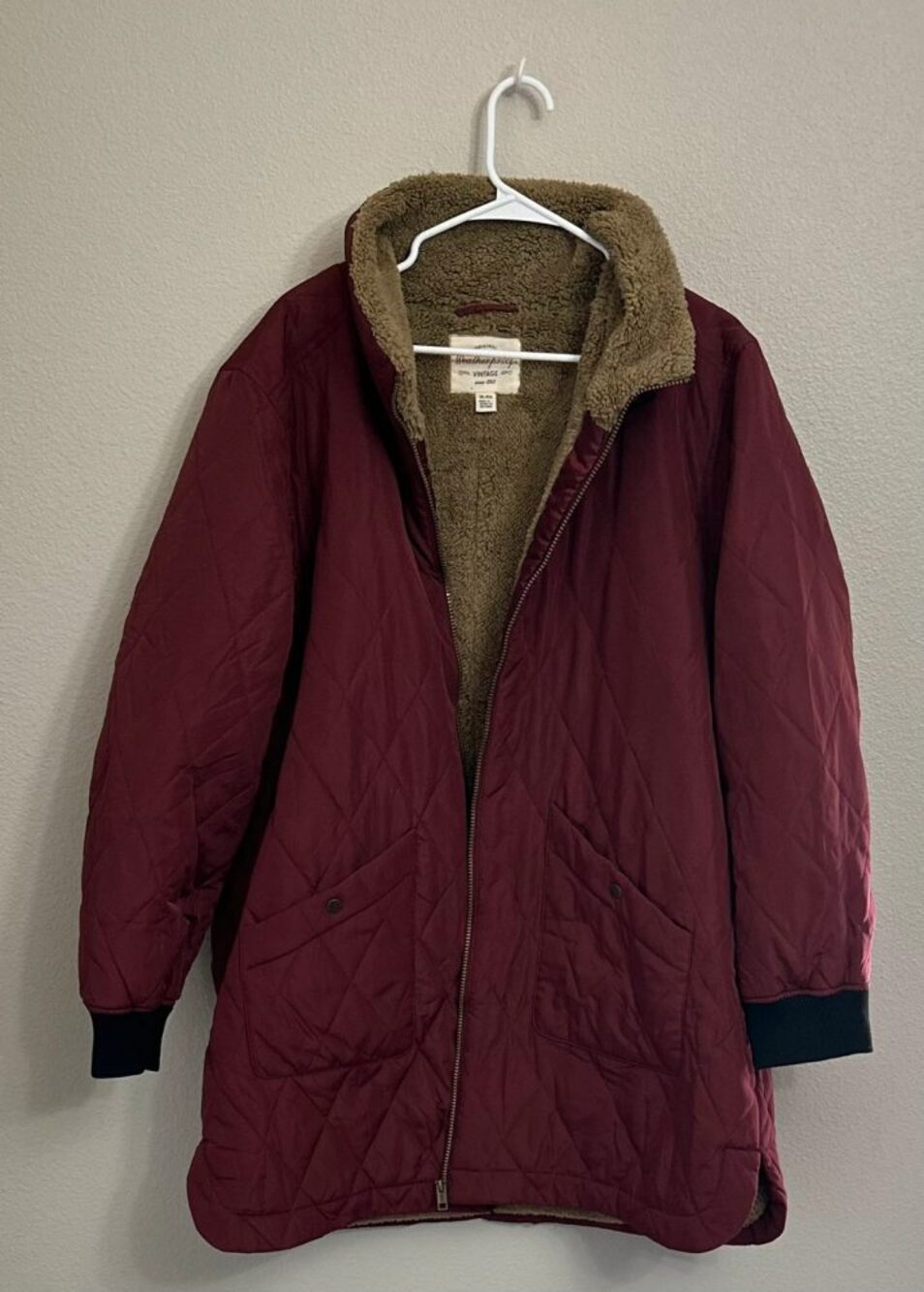 Weatherproof Vintage sherpa lined quilted long jacket